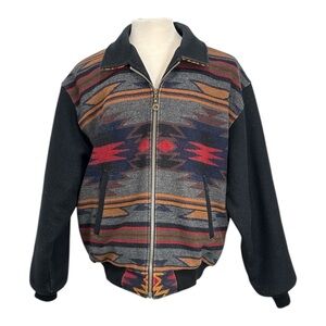 Pendleton High Grade Western Wear Men’s Size XL Aztec Wool Jacket Black Grey